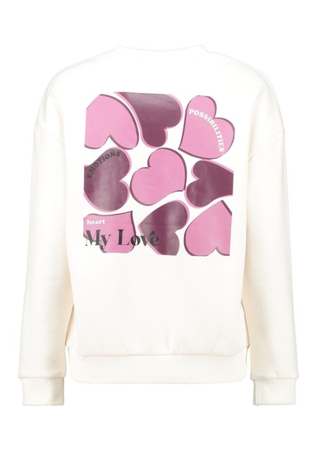 Sudadera blanca oversize con corazones rosas My Love | Bluwer