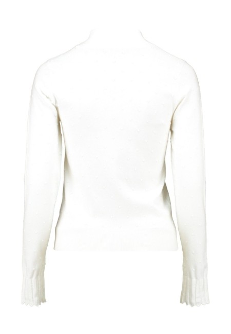 Jersey blanco de punto fino con lunares bordados |  Bluwer 2