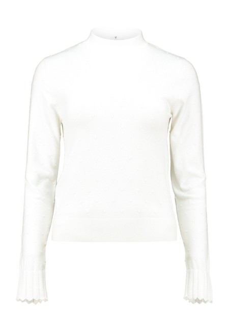 Jersey blanco de punto fino con lunares bordados |  Bluwer