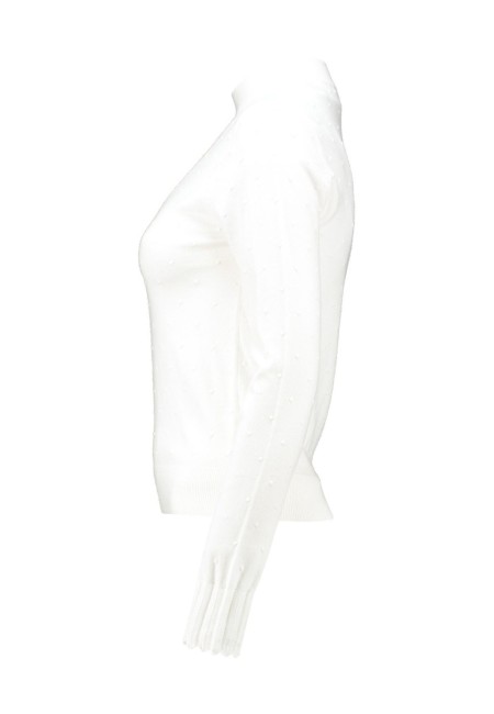 Jersey blanco de punto fino con lunares bordados |  Bluwer