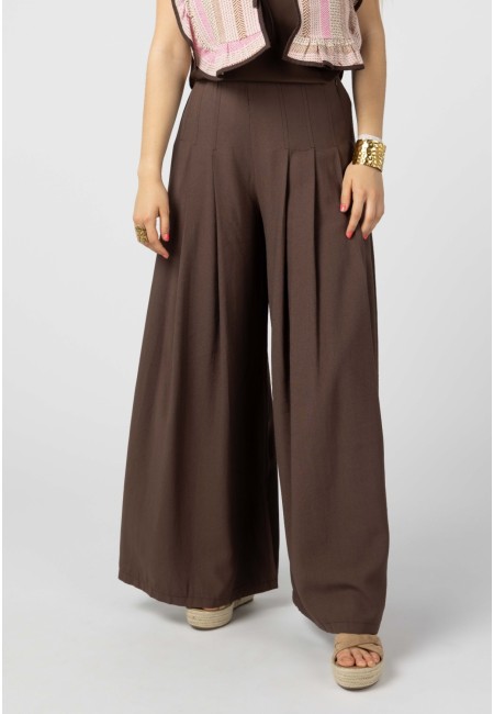 Pantalón palazzo verde oliva mujer | Tiro alto y fluido | Bluwer