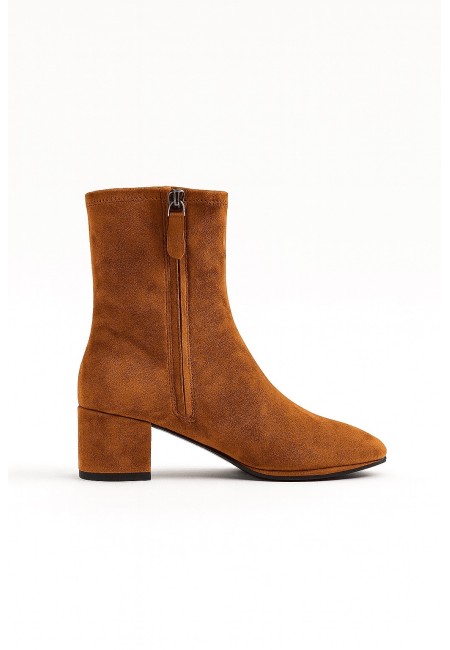 Botines camel veganos mujer con tacón medio | Bluwer 2