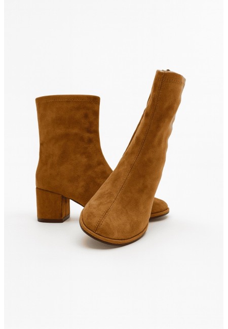Botines camel veganos mujer con tacón medio | Bluwer