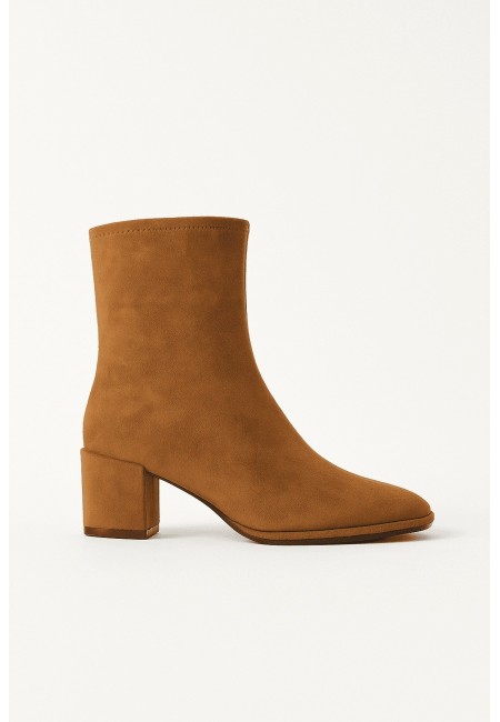 Botines camel veganos mujer con tacón medio | Bluwer