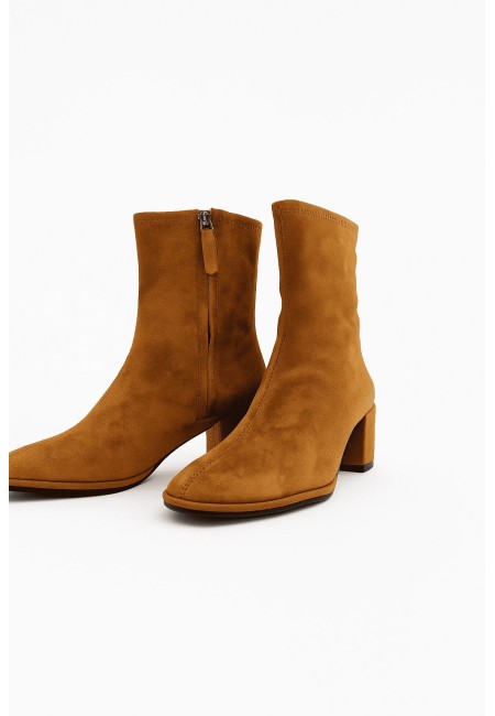 Botines camel veganos mujer con tacón medio | Bluwer