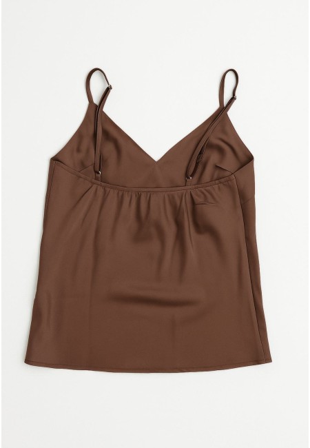 Top de gasa marrón chocolate mujer – tirantes regulables (S-L)