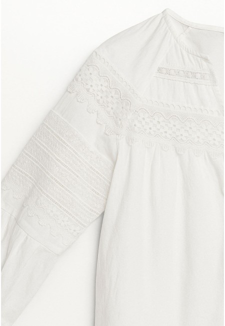Camisa blanca bordada boho chic mujer | Bluwer