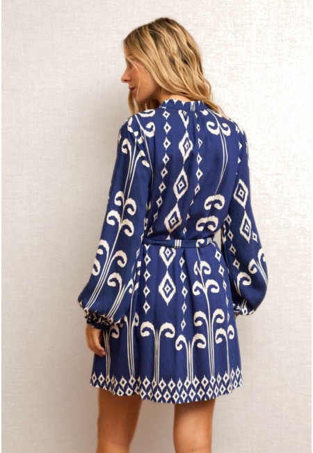 Vestido camisero azul estampado mujer  | Bluwer 2