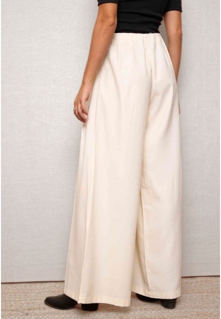 Pantalón palazzo blanco mujer elegante para trabajar | Bluwer