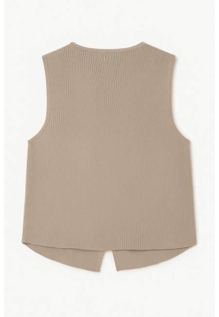 Chaleco beige mujer de punto fino con botones dorados | Bluwer 2