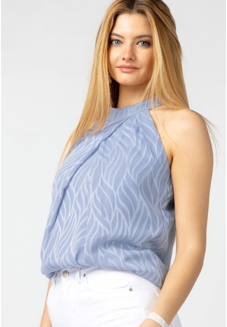 Blusa azul halter texturizada mujer | Bluwer