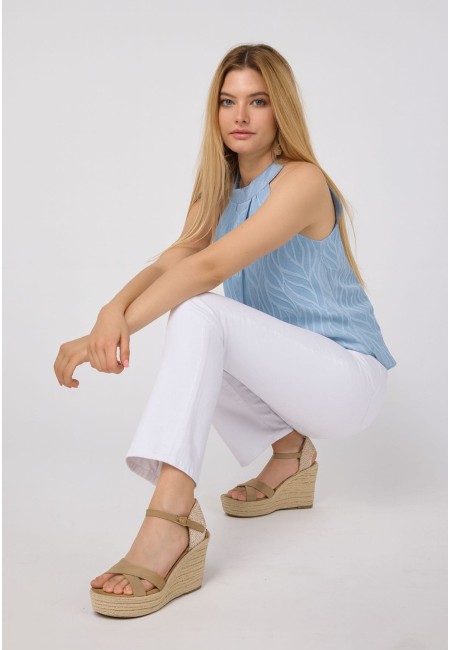 Blusa azul halter texturizada mujer | Bluwer 2