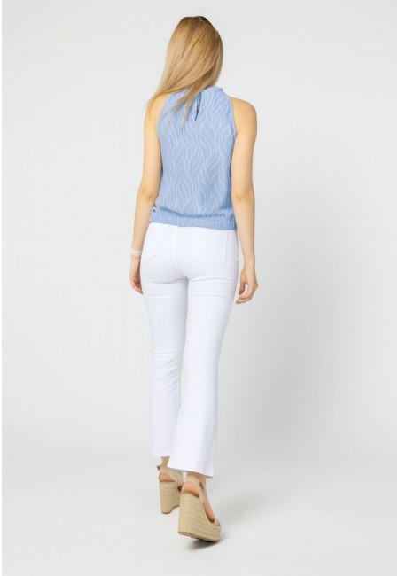 Blusa azul halter texturizada mujer | Bluwer