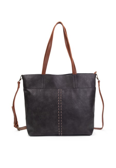 Bolso shopper grande verde oliva con asas marrones - Olive 2
