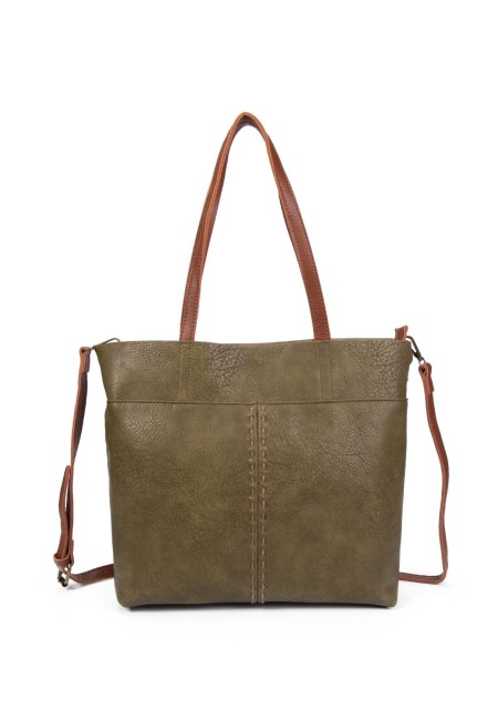 Bolso shopper grisáceo con asas marrones | Bluwer 2