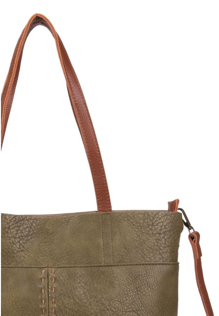 Bolso shopper grisáceo con asas marrones | Bluwer