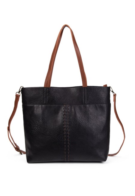 Bolso shopper grisáceo con asas marrones 2