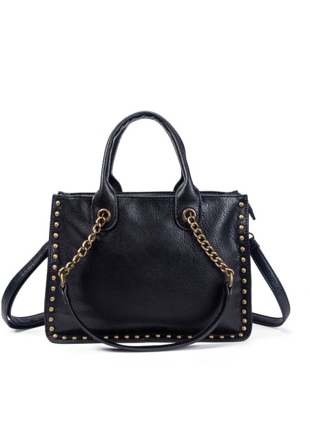 Bolso pequeño negro con cadena y tachuelas | Bluwer