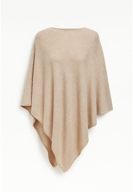 Capa beige mujer con ribete elegante