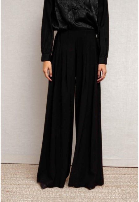 Pantalón ancho de lino negro mujer elegante y versátil | Bluwer 2