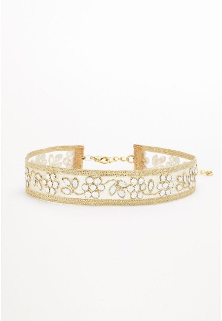 Choker artesanal dorado con espejitos