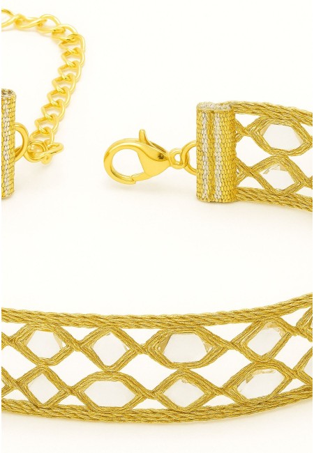 Choker artesanal dorado con cristales bordados | Bluwer