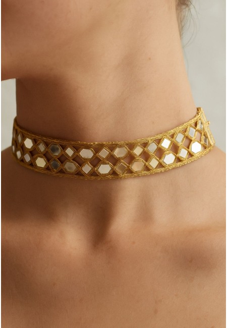 Choker artesanal dorado con cristales bordados | Bluwer