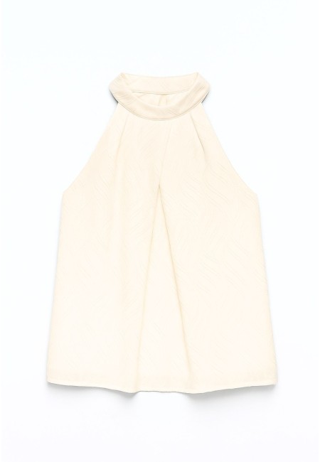 Blusa halter blanco roto de mujer elegante | Bluwer 2