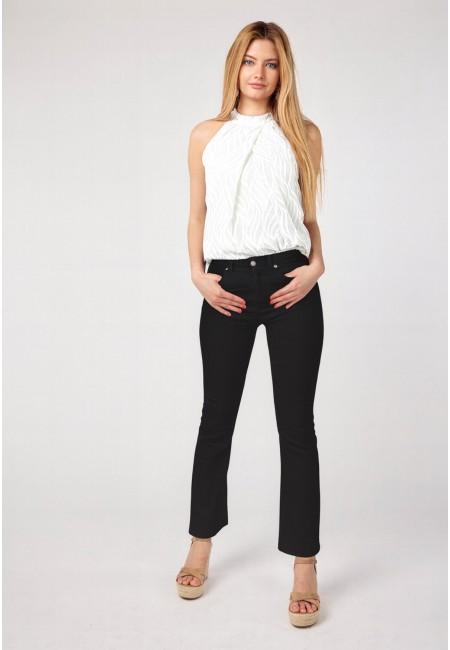 Blusa halter blanco roto de mujer elegante | Bluwer