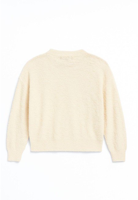 Jersey suave beige de punto textura esponjosa 2