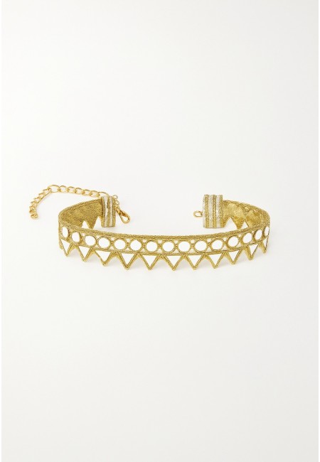 Choker dorado artesanal con triángulos y círculos | Bluwer