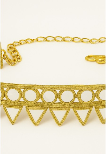 Choker dorado artesanal con triángulos y círculos | Bluwer