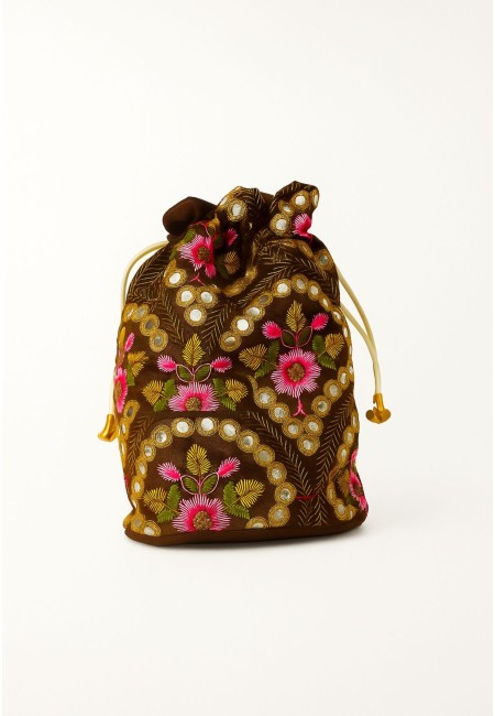 Bombonera bordada artesanal con flores y espejos dorados | Bluwer 2