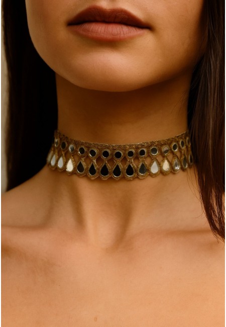 Choker dorado artesanal con espejos y lágrimas | Bluwer