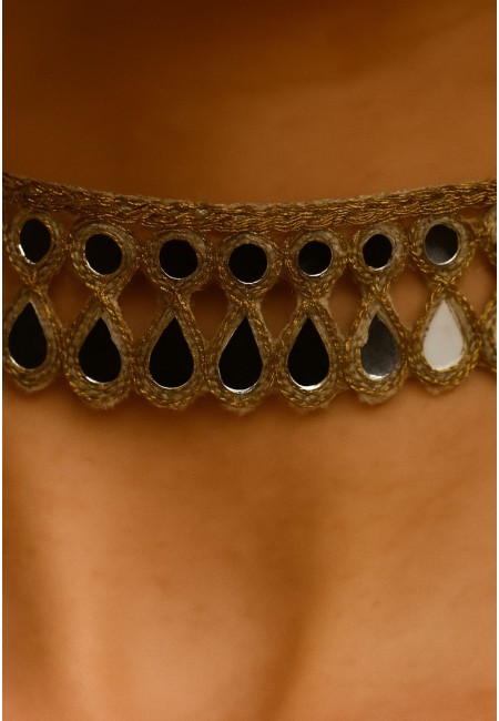 Choker dorado artesanal con espejos y lágrimas | Bluwer