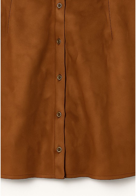 Falda marrón abotonada efecto ante con botones desmontables | Bluwer 2