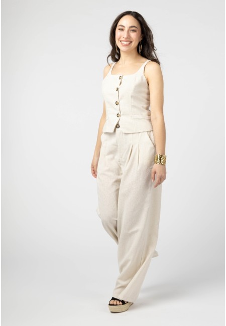Conjunto chaleco y pantalón beige de mujer | Bluwer