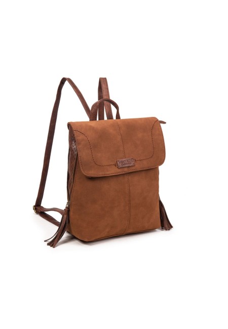 Mochila negra efecto ante con cremalleras laterales y solapa | Bluwer