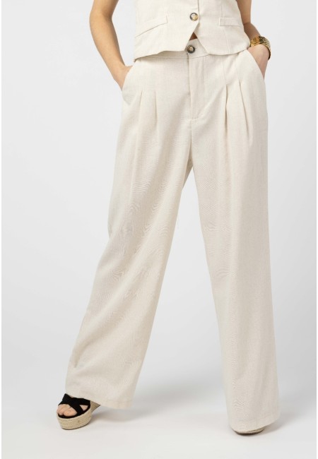 Conjunto chaleco y pantalón beige de mujer | Bluwer
