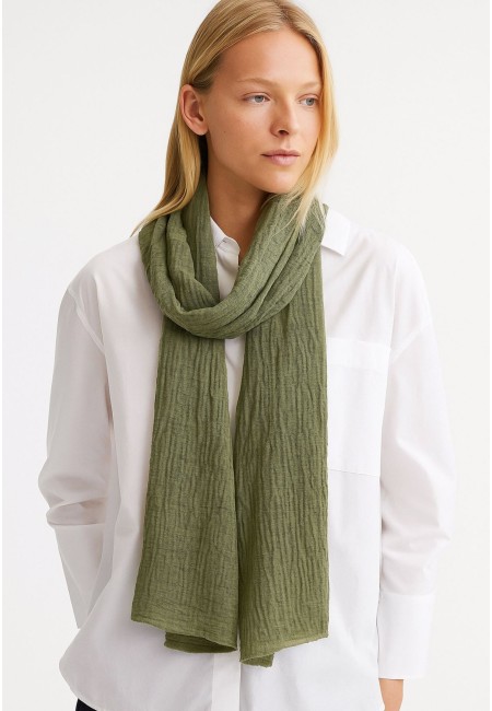 Pañuelo verde oliva mujer mezcla lana y viscosa | Bluwer