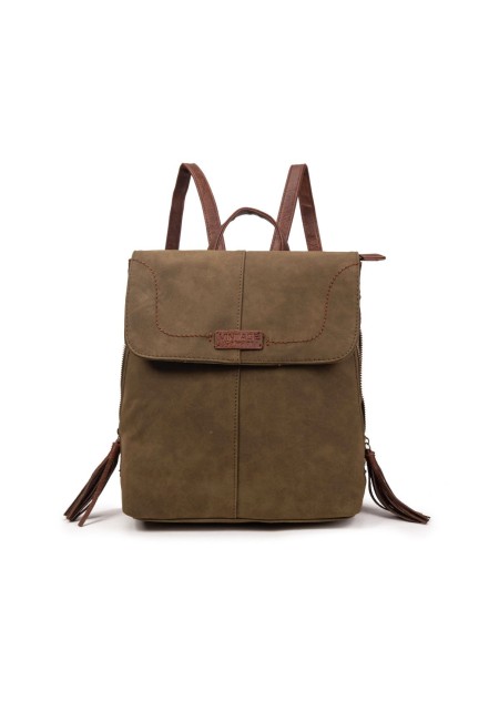 Mochila verde efecto ante cremalleras laterales