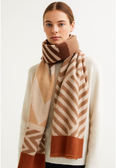 Bufanda geométrica tonos tierra cálida y elegante | Bluwer