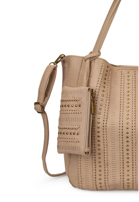 Bolso beige trenzado con tachuelas | Bluwer 2