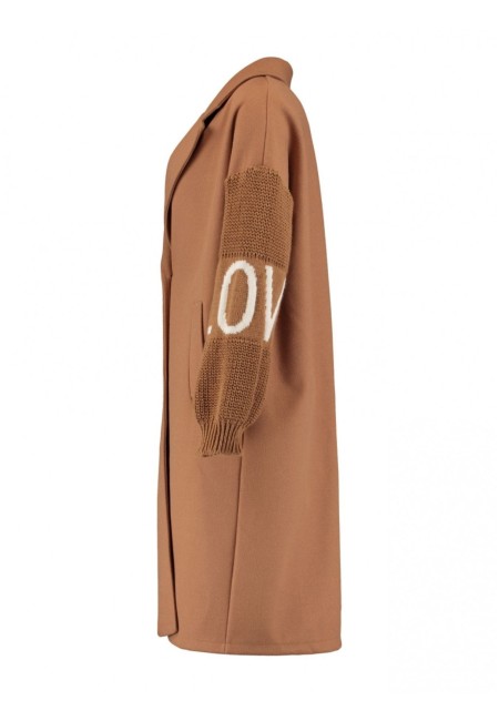 Abrigo camel con mangas de punto LOVE | Bluwer
