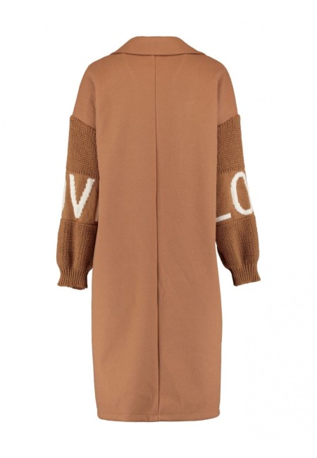 Abrigo camel con mangas de punto LOVE | Bluwer