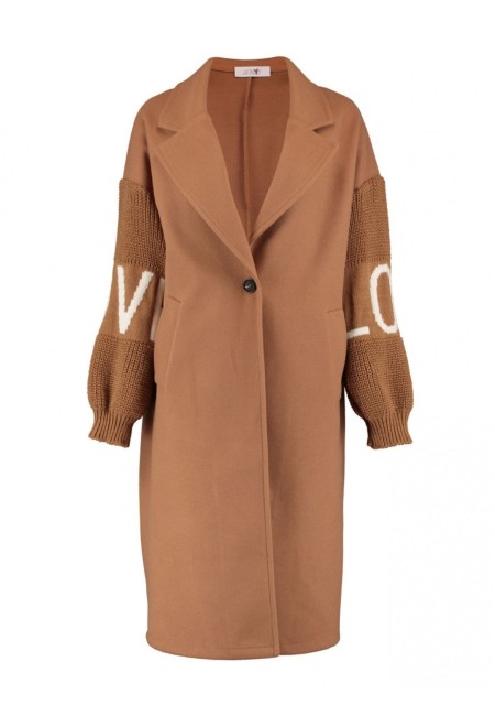 Abrigo camel con mangas de punto LOVE | Bluwer