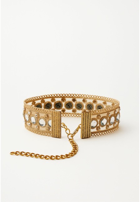 Choker dorado con espejos y cristales artesanales | Bluwer