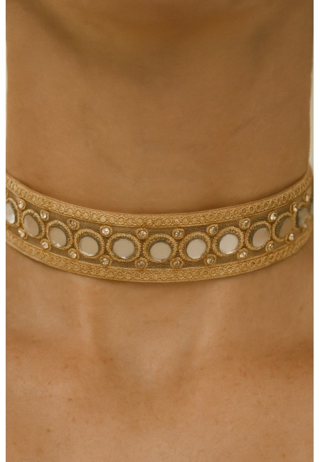 Choker dorado con espejos y cristales artesanales | Bluwer 2