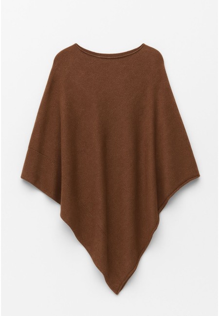 Poncho marrón chocolate de punto suave