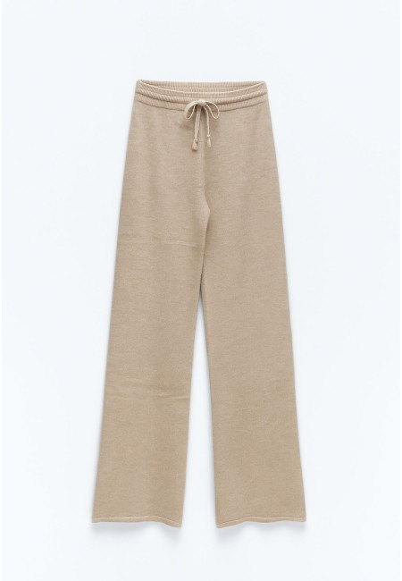 Pantalón de punto beige mujer | Bluwer